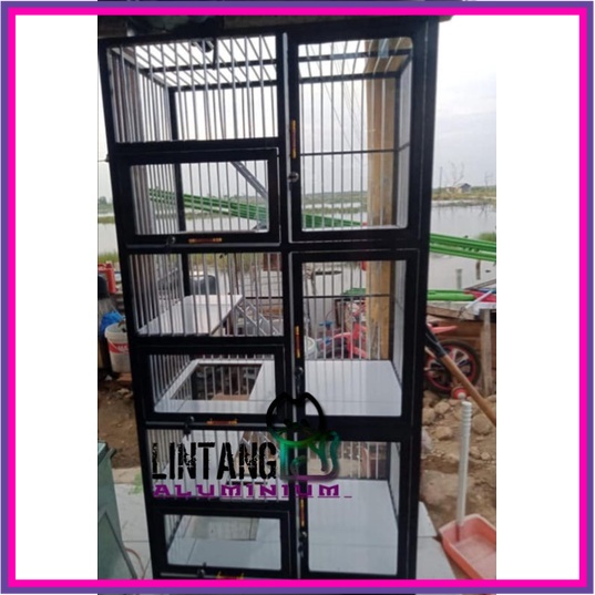 Kandang Kucing Aluminium Minimalis 3TINGKAT hitam