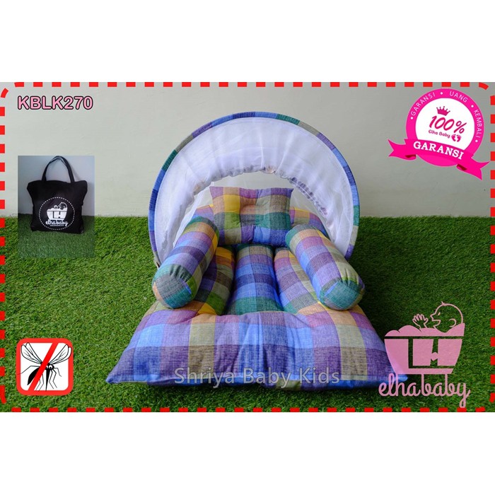 Perlengkapan Kasur Bayi Elhababy Set Bantal Guling Kelambu Lepasan | Tempat Tidur Baby Lipat Kblk270