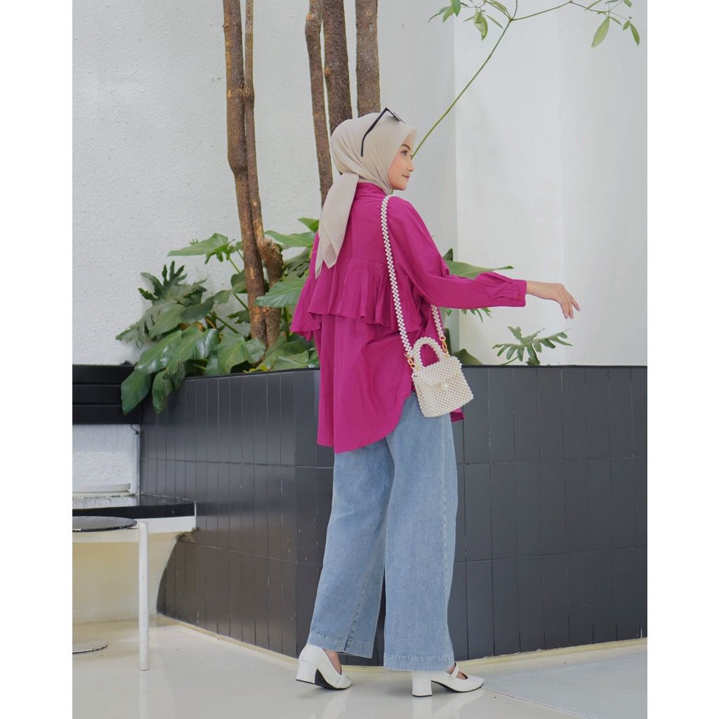 CUCI GUDANG!! Ruffle Back Shirt Oversize / Tiny shirt / Blouse Duma / Wita Blouse