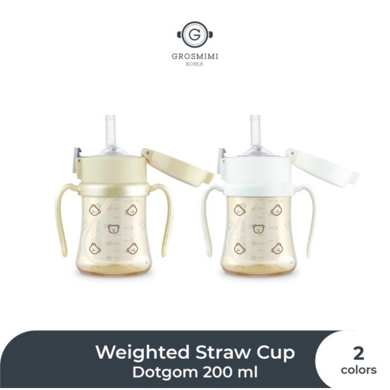 Grosmimi PPSU Dotgom Weighted Straw Cup 200 ml - Botol Minum Bayi/Anak