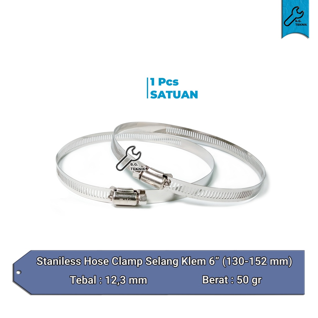 Stainless Hose Clamp Selang Klem 6&quot; (130-152 mm)