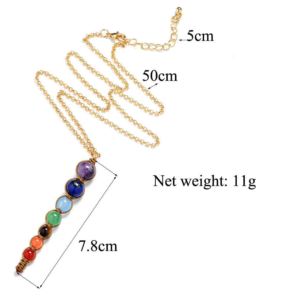 Kalung Manik-Manik Liontin Chakra Warna-Warni Untuk Wanita