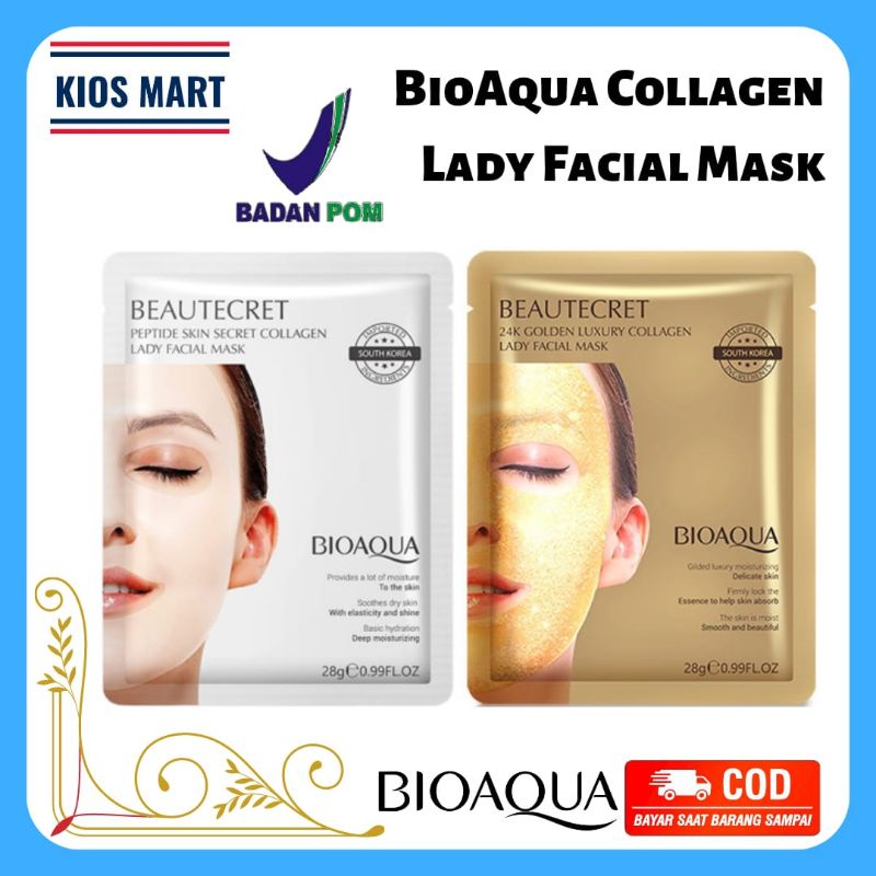 Bioaqua Sheet Mask 24K Golden Luxury / Peptide Skin Secret Collagen Moisturizing Lady Facial Mask