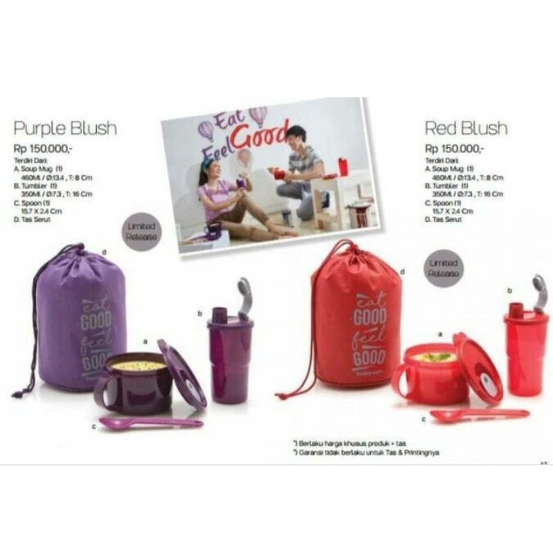 Red blush dan purple blush tupperware / set tempat makan tupperware