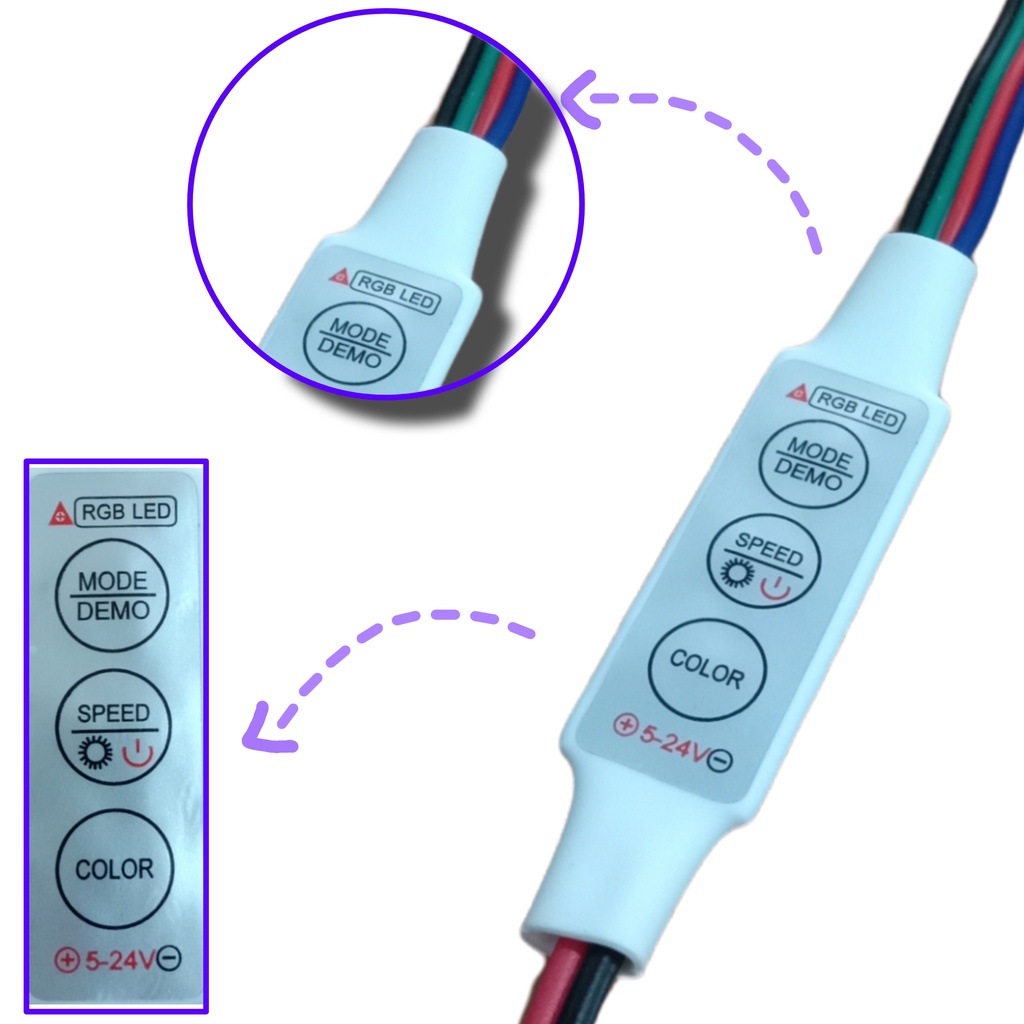 MODUL RGB CONTROLLER 4 KABEL 12-24V KABEL LANGSUNG