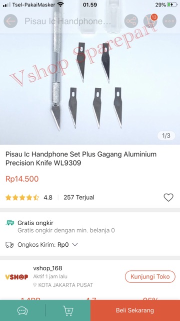 Pisau Ic Handphone Set Plus Gagang Aluminium Precision Knife WL9309