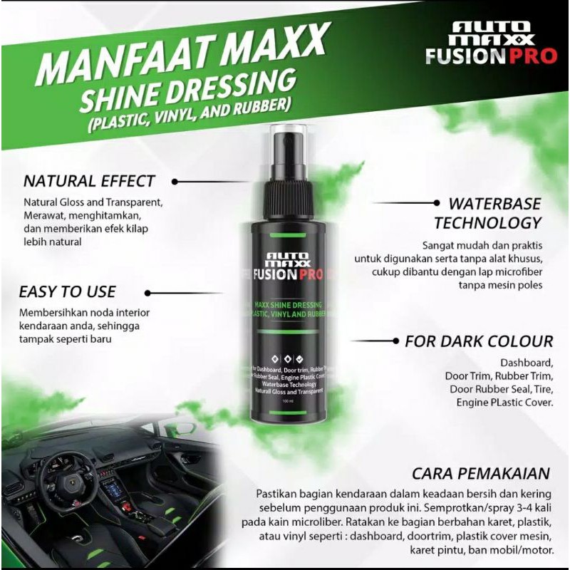 AUTO MAXX FUSHION PRO MAXX SHINE DRESSING PENGHITAM INTERIOR MOBIL CAR CARE AUTO DETAILING CAR