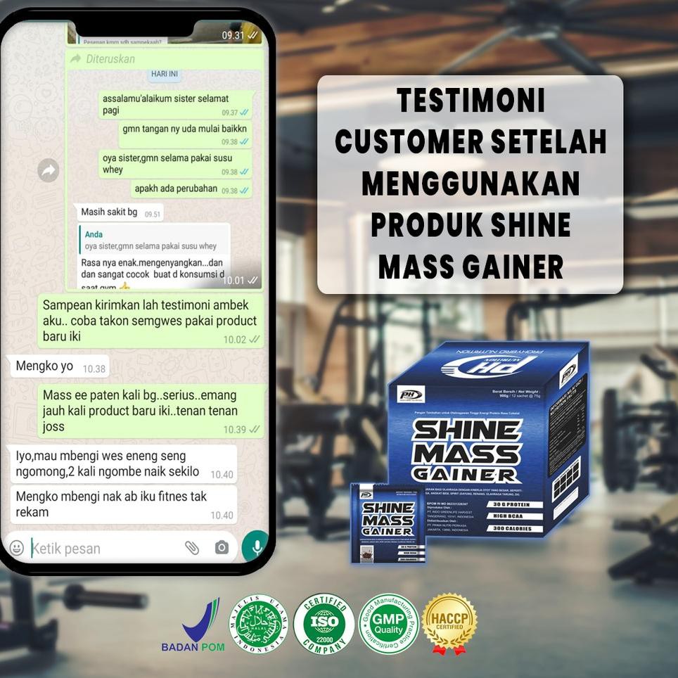 

ph shine mass gainer susu coklat penambah berat badan ideal 300 kalori 30 gr protein - BPOM & HALAL