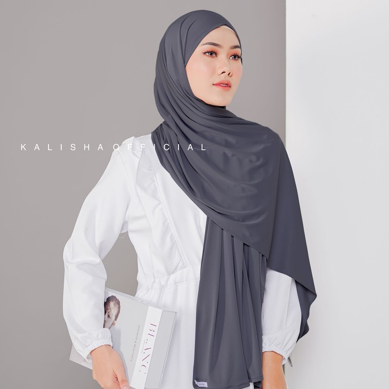 HUMAIRA PASHMINA MALAY JERSEY PREMIUM INSTAN BY KALISHA OFFICIAL-DARK GREY