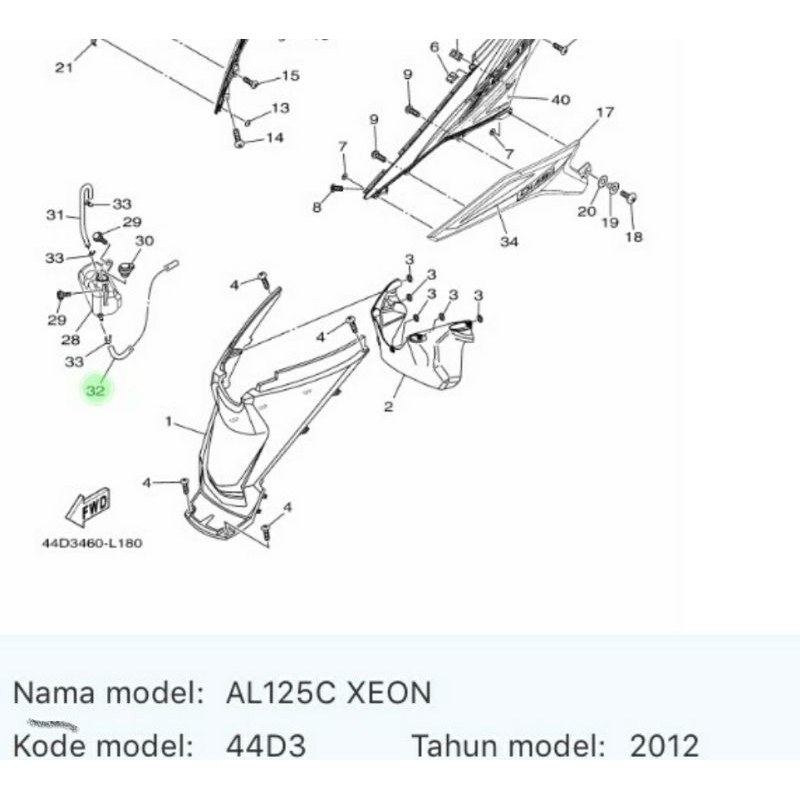 SELANG TANGKI CADANGAN RADIATOR XEON ASLI ORI YAMAHA 44D F1817 00