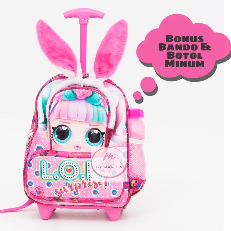 Tas Troli Anak Cewek PAUD Tas Roda Anak Tas Unik Roda Perempuan 12 inch