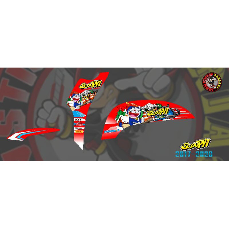 Striping Variasi Motor Honda New Scoopy 2017-2020 Doraemon