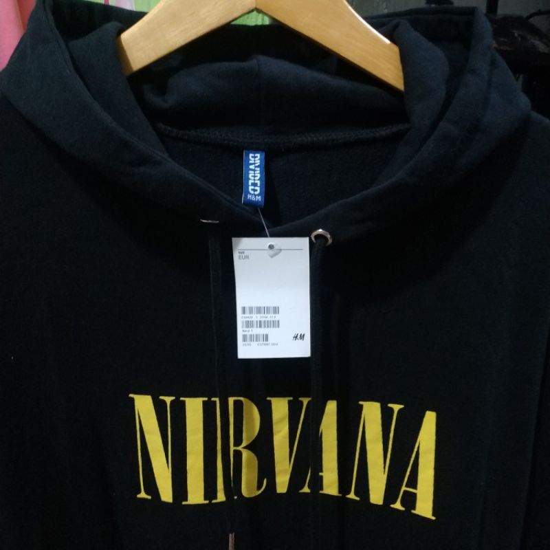 Hoodie Hnm Pria Wanita Nirvana Yellow Black H&amp;m Hitam Free Paper Bag