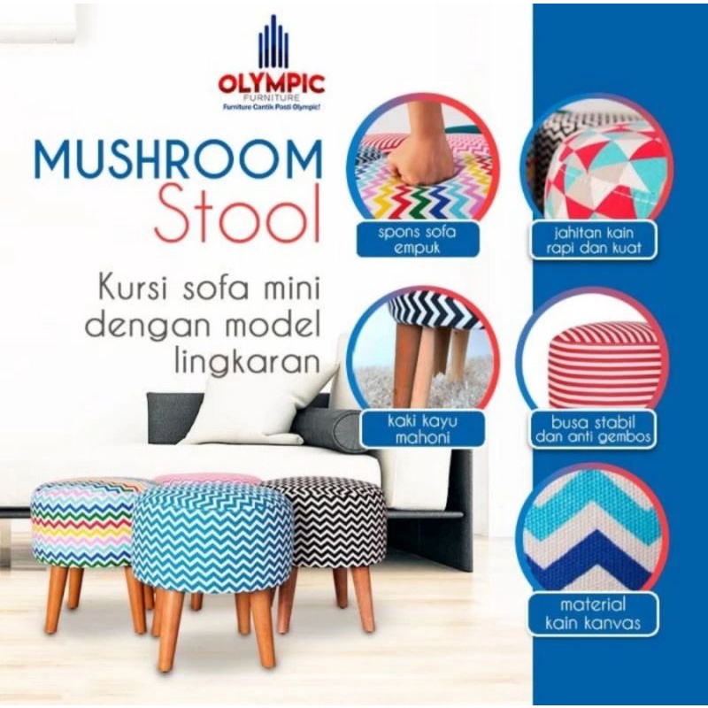 Sofa Stool IVI by Procella Springbed / Sofa Sudut / Sofa Tambahan / Sofa Kecil / Mushroom Stool / Ku