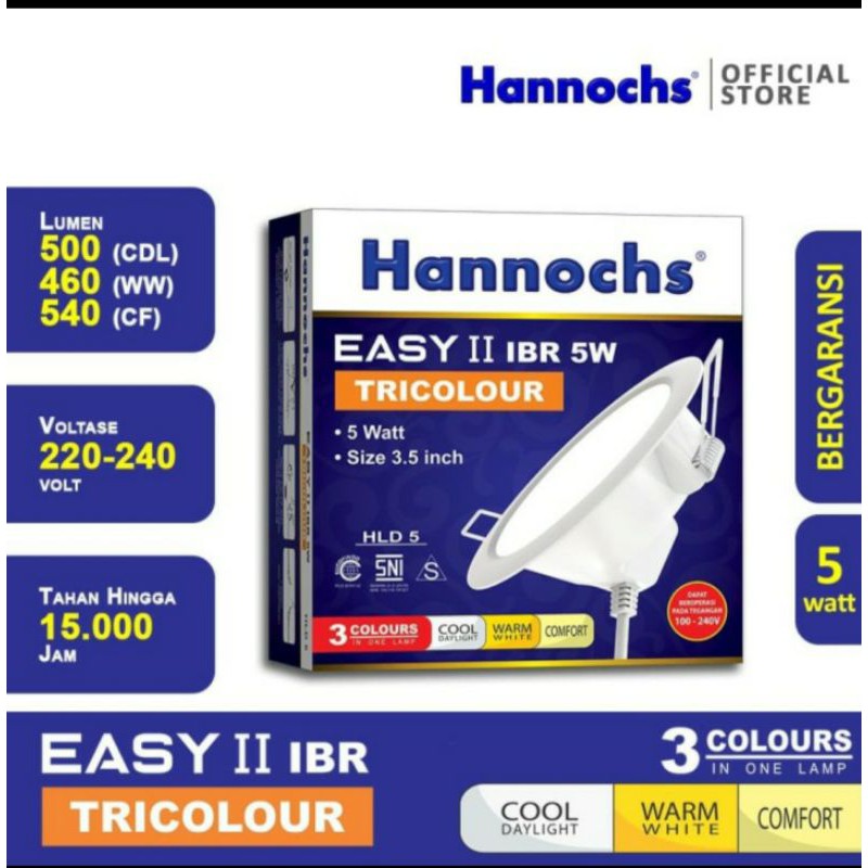 downlight hannochs / downlight hannochs 5w / downlight hannochs 5w tricolour / downlight 3 warna