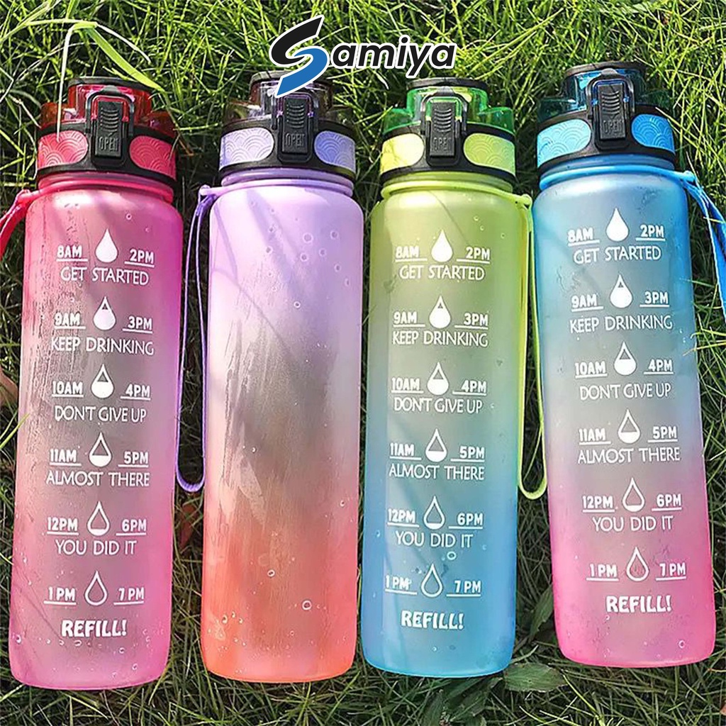 botol minum motivasi fitness olahraga sport travel outdoor 1liter TRITAN BPA FREE FOOD GRADE / motivational water bottle 1L creative design foodgrade BPA FREE portable