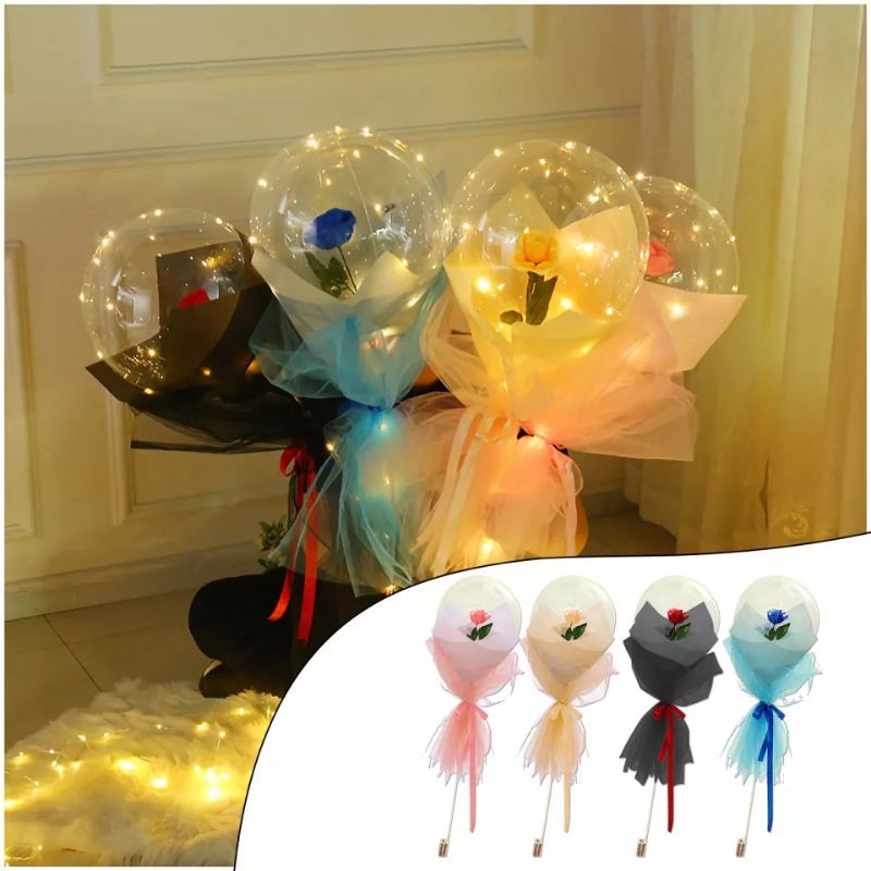 balon isi bunga lampu led hadiah unik impor