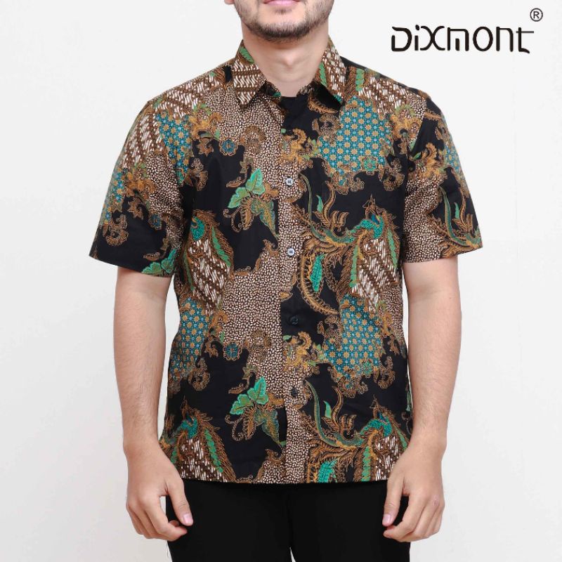 Dixmont Kemeja Pria Batik Pendek Hem BS01721