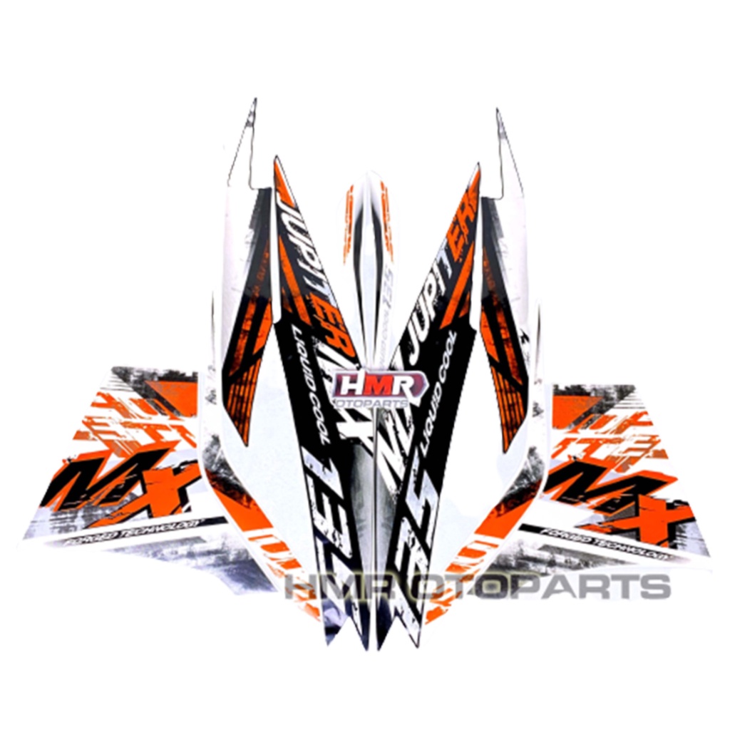 HMR Striping Yamaha Jupiter MX NEW 135 2014 Stiker Body Standar - Putih Oren orange