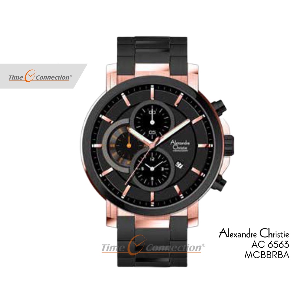 Alexandre Christie AC 6563 MCBBRBA Hitam Rosegold Original / Jam Tangan Pria Analog Rantai / Black G