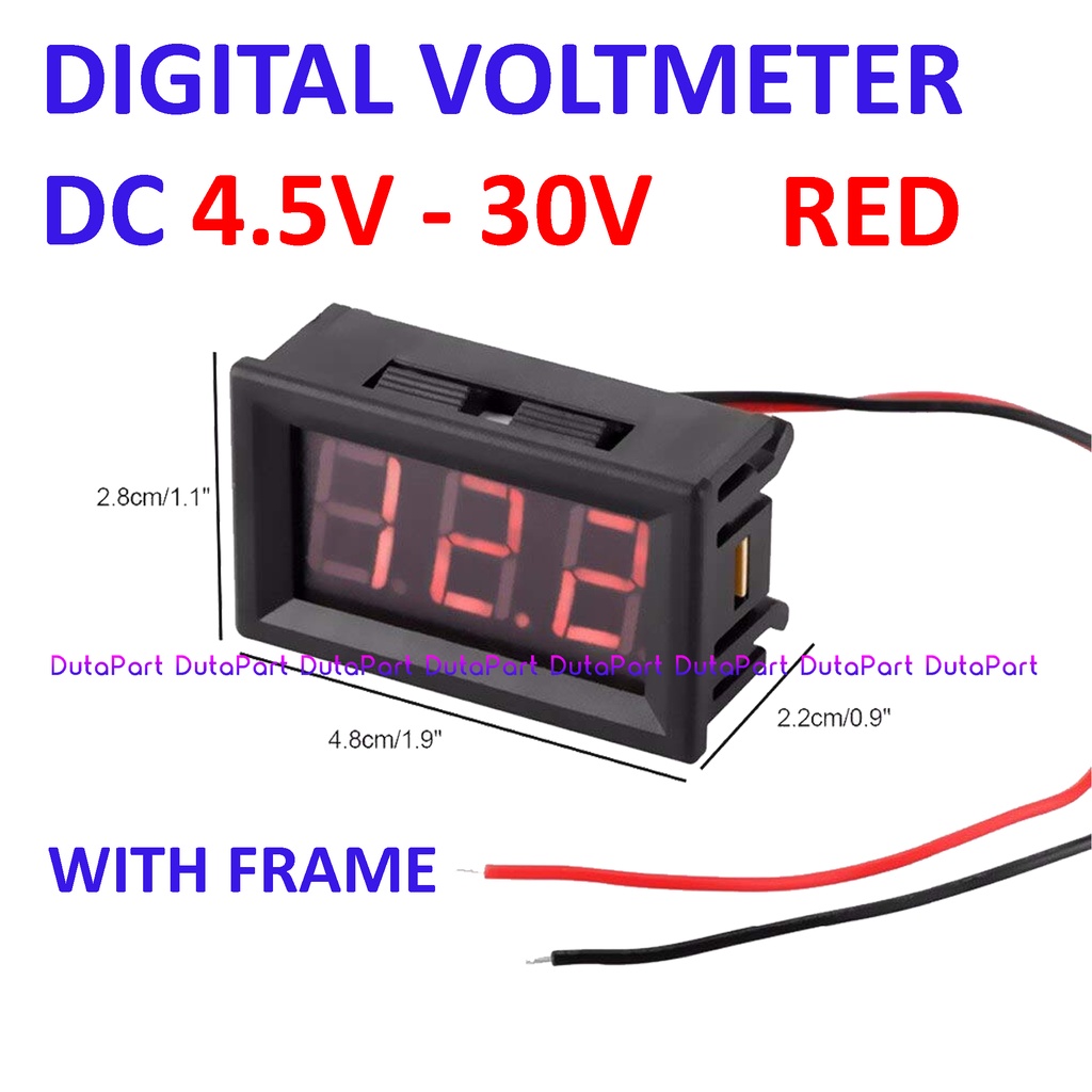 Digital Voltmeter DC 4.5V-30V 0.56&quot; Red Merah 2 Wire Frame Volt Meter