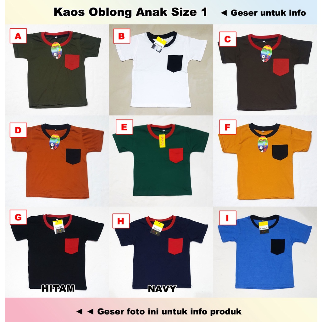 Kaos Oblong Anak (1) Bisa Pilih Motif, Baju Polos, Saku, Bahan Katun Adem Baju Anak Harian Murah