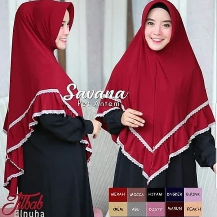Jilbab instant bergo jersey savana renda hijab syari khimar kerudung