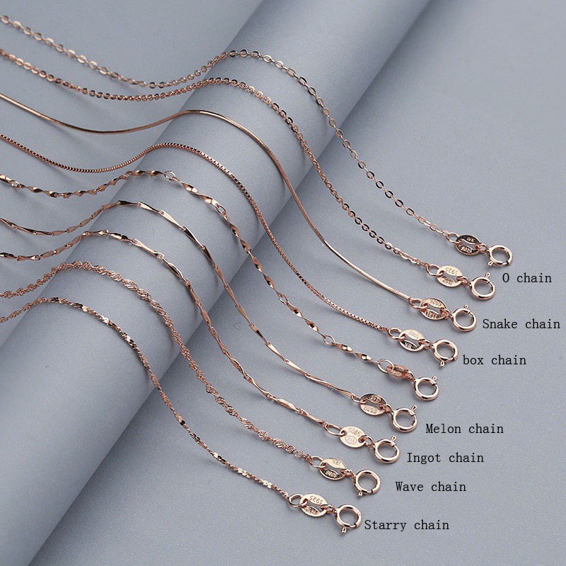 7 gaya Rose Gold Rantai 925 perak Kalung Desain Yang Berbeda/Panjang 18 K Rose gold disepuh tanpa liontin Perhiasan Wanita Hadiah