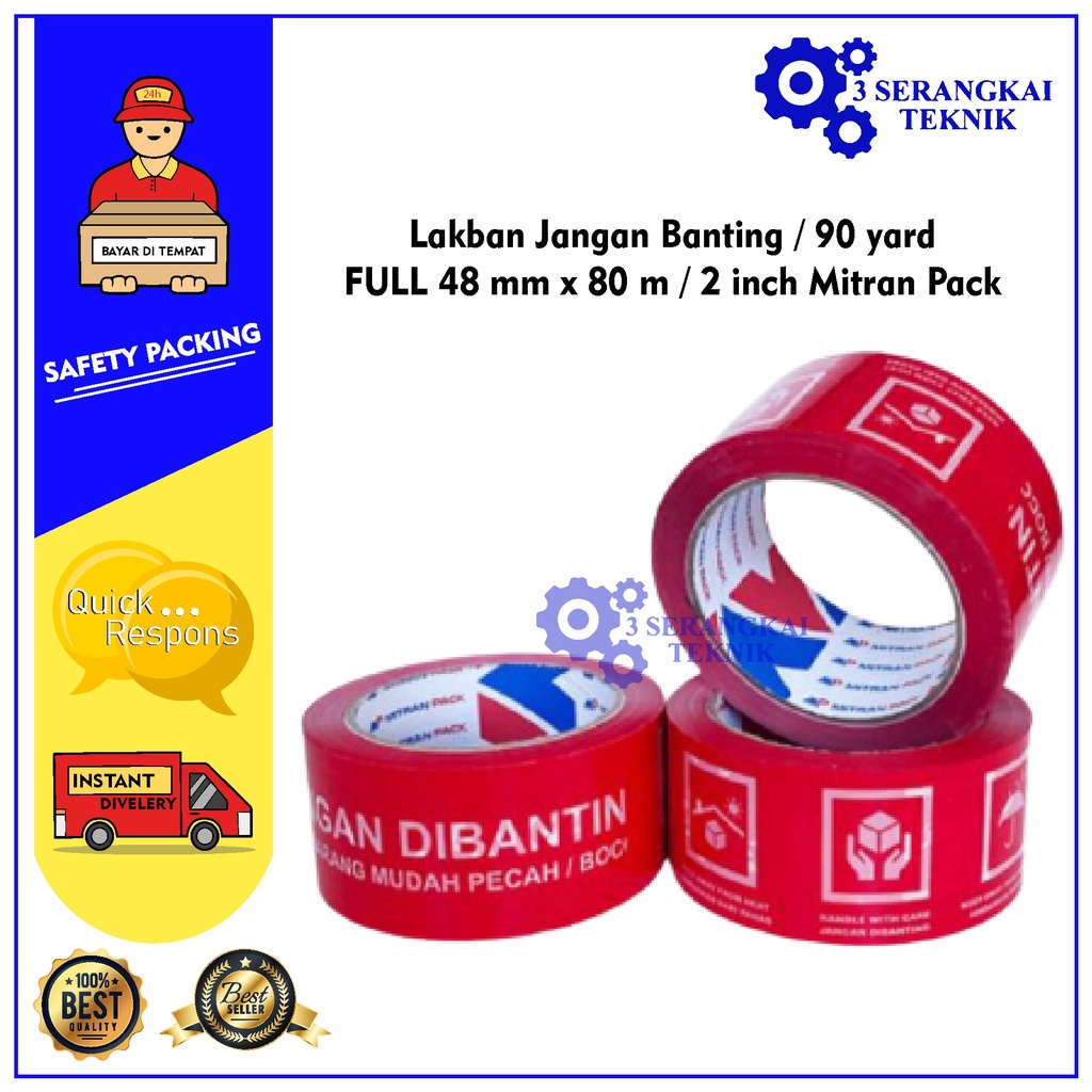 Lakban Jangan di Banting / 90 yard FULL 48 mm x 80 m / 2 inch Mitran Pack