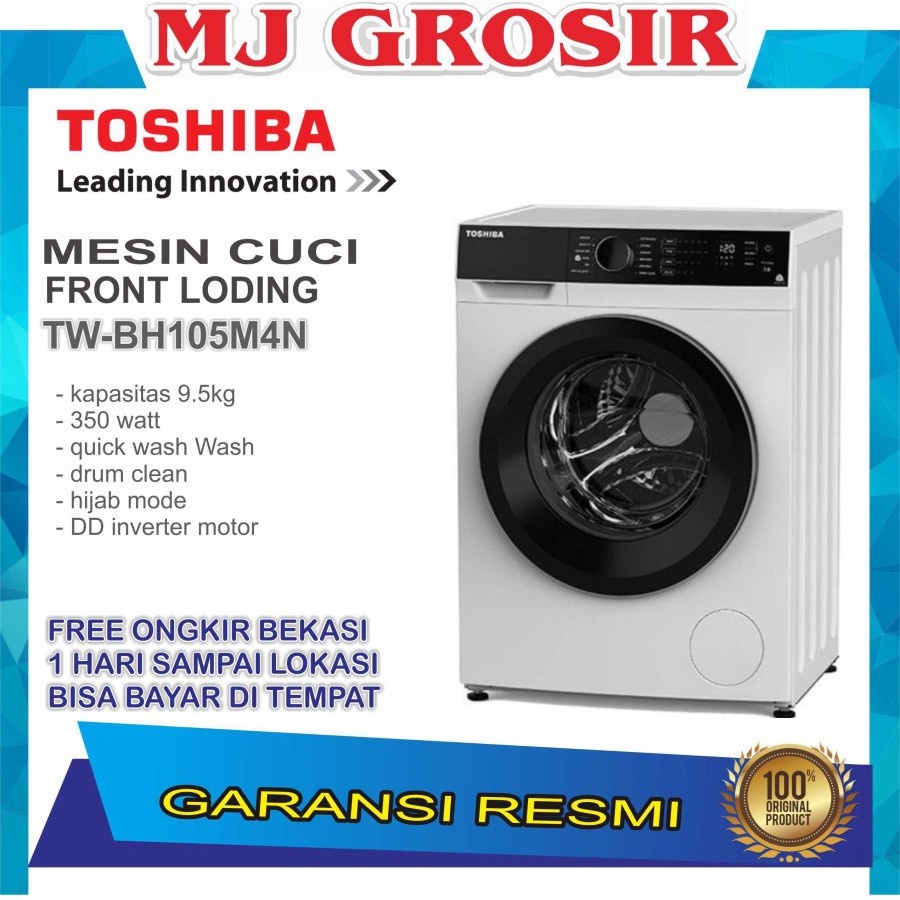 MESIN CUCI FRONT LOADING TOSHIBA TW BH 105M4N TWBH105M4N 9.5 KG