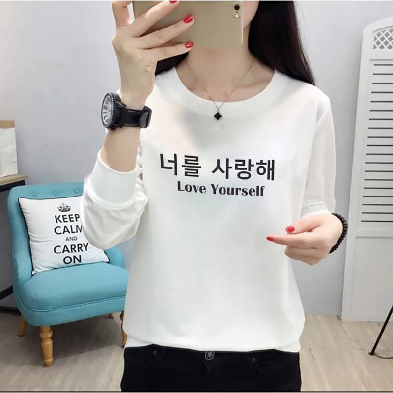 Baju Lengan Panjang kaos Distro Keren Edisi LOVE YOUR SELF BAJU kekinian kaos Keren