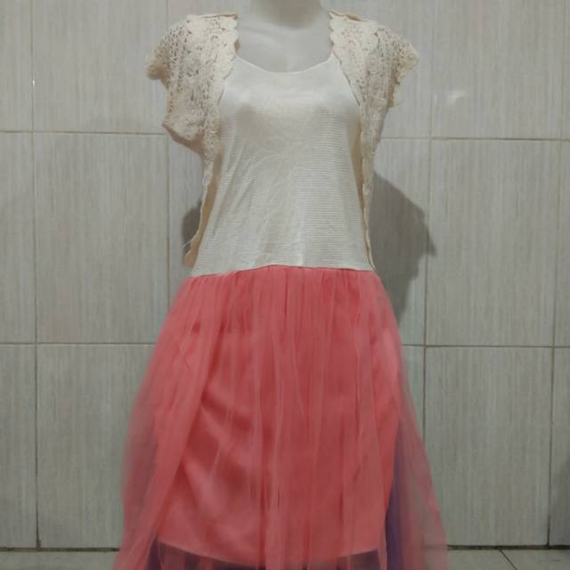 Dress tile ( dress + Rompi ) import