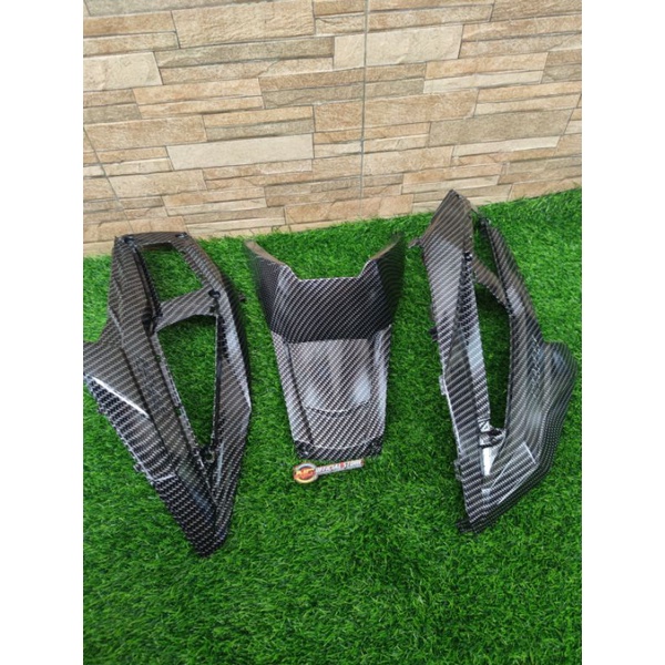 (3)PCS COVER DEK MESIN KIRI KANAN BEAT 2017-2019 CARBON