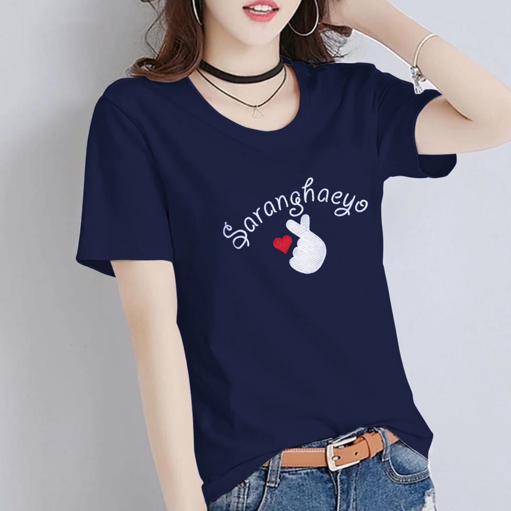 KAOS WANITA BORDIR BAJU ATASAN FASHION T SHIRT WANITA CEWEK PEREMPUAN CANTIK BEBY TERRY KAOS OBLONG