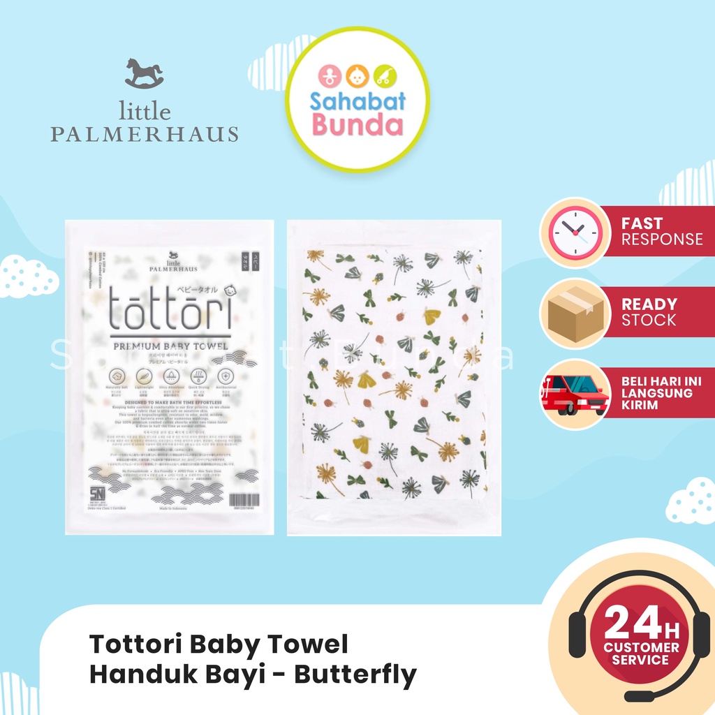 LITTLE PALMERHAUS Handuk Bayi Anak Tottori Premium Baby Towel NEW COLOR-Butterfly