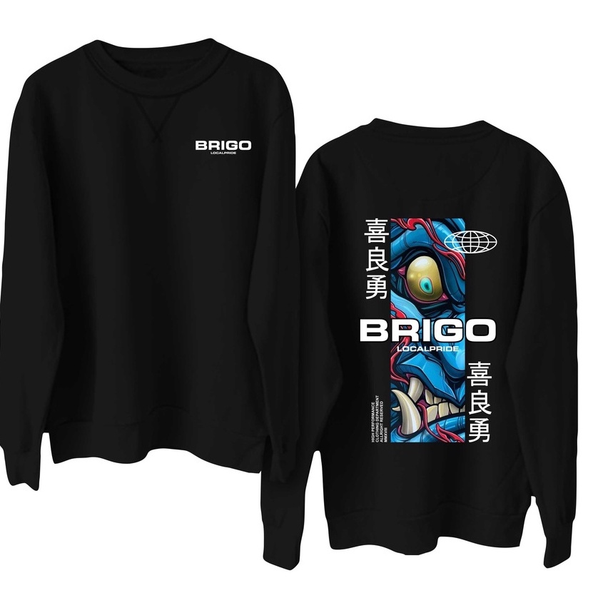 BRIGO Basic Sweatshirt  ONI II Sweater Crewneck BRIGO ONI Sablon DTF Fleece Cotton M-XXL (Pria &amp; Wanita) Free stiker&amp;Gantungan Kunci