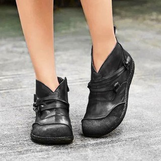  Sepatu  Ankle Boots  Retro Model Bertali dengan Resleting 