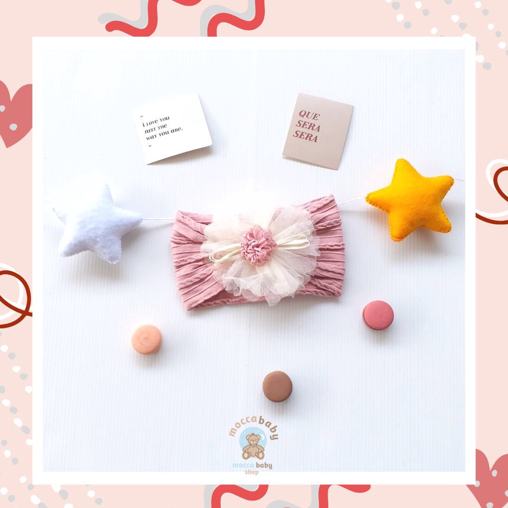 MBSS - Baby Headband CREAMY FLOWER Motif Bunga / Bando Bayi / Headwrap / Headband Bayi