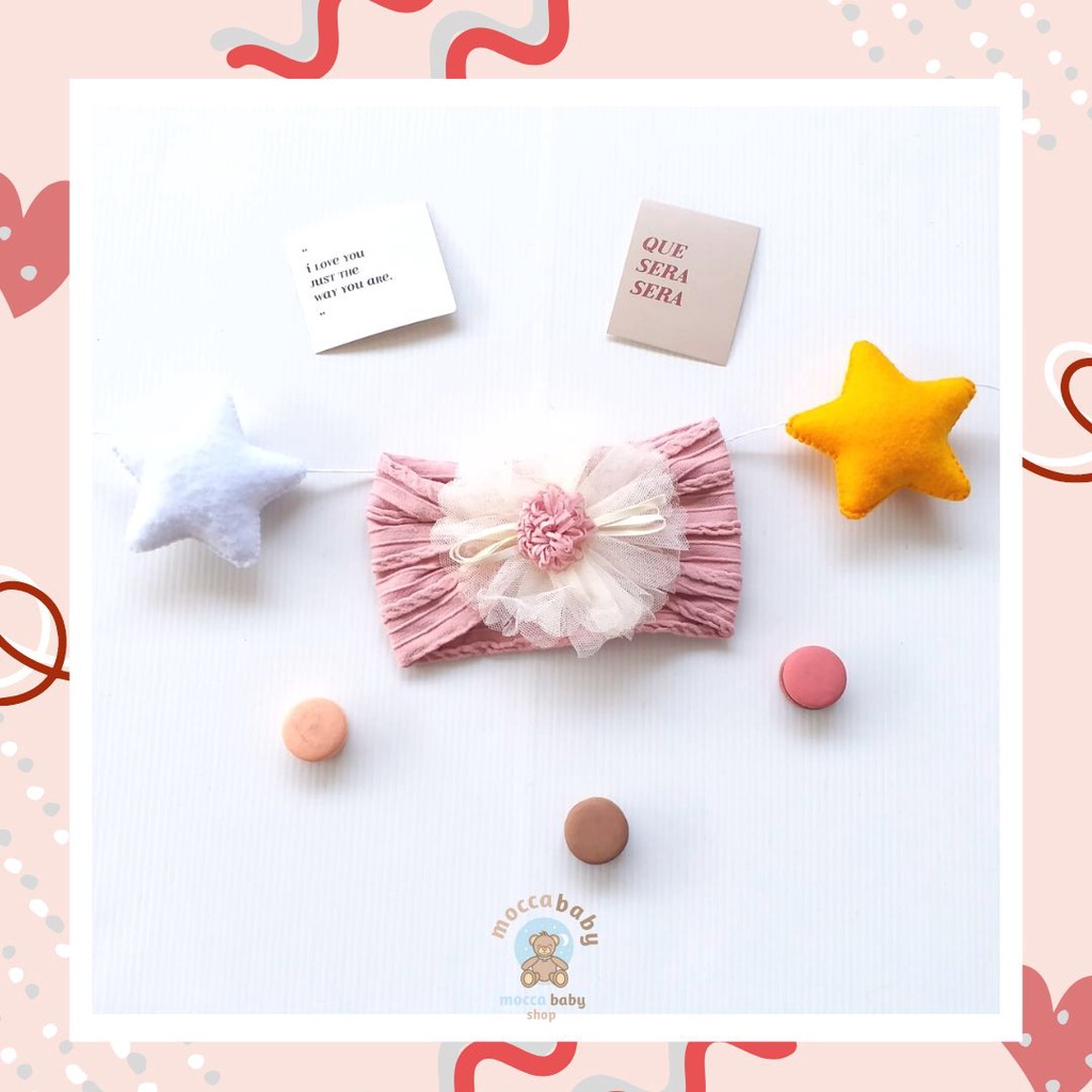 MBSS - Baby Headband CREAMY FLOWER Motif Bunga / Bando Bayi / Headwrap / Headband Bayi