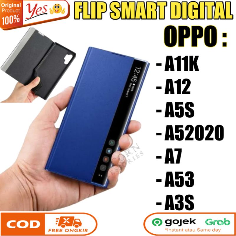 Case Oppo A11k A12 A5S A5 2020 A7 A53 A3S Casing Flip Wallet Cover Smart Digital Sarung Standing