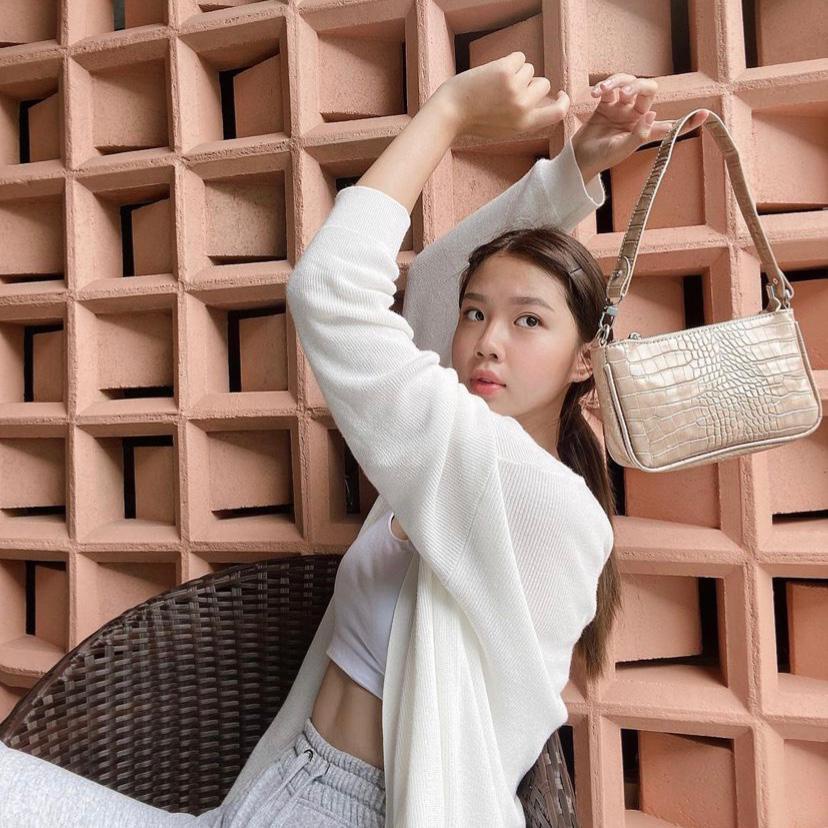 Sundays Attire - MILANO CREAM Sling Bag Shoulder Bag PU Leather Croco / Tas Wanita