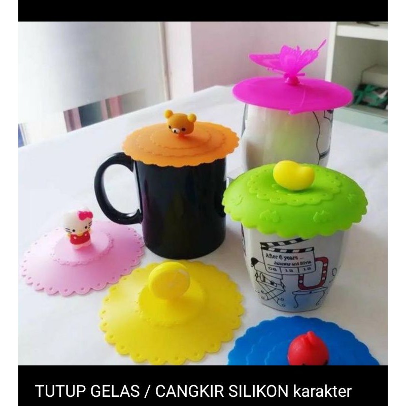 Tutup gelas karakter/tutup cangkir karakter/tutup gelas silikon karakter lucu