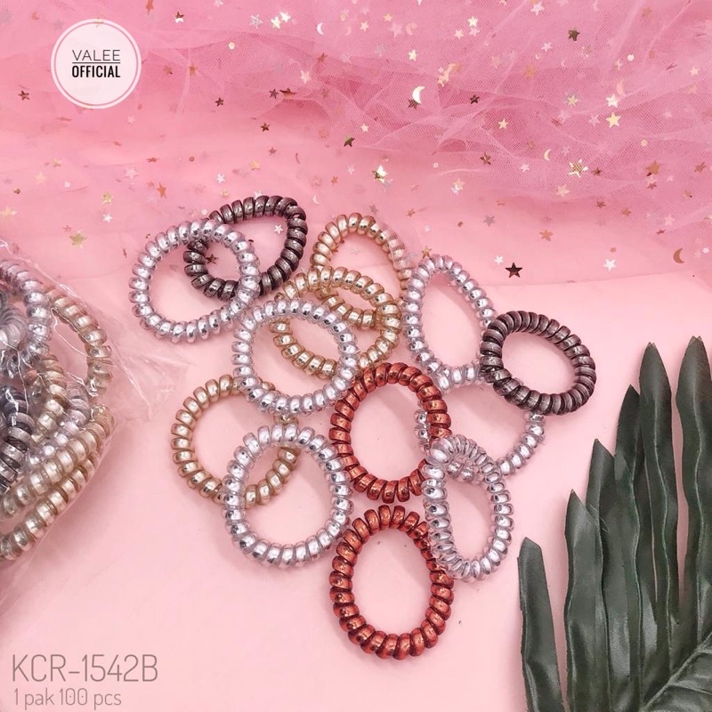 VALEE KARET IKAT RAMBUT TELEPON UKURAN BESAR/ KARET IKAT RAMBUT SPIRAL / KABEL TELEPON WARNA-WARNI