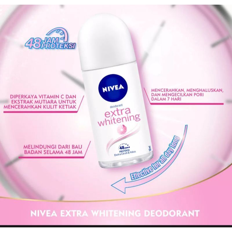 NIVEA PERSONAL CARE DEODORANT EXTRA WHITENING , Dry Comfort , Black and white, hijab , pearl men cool kick 25ml 50ml