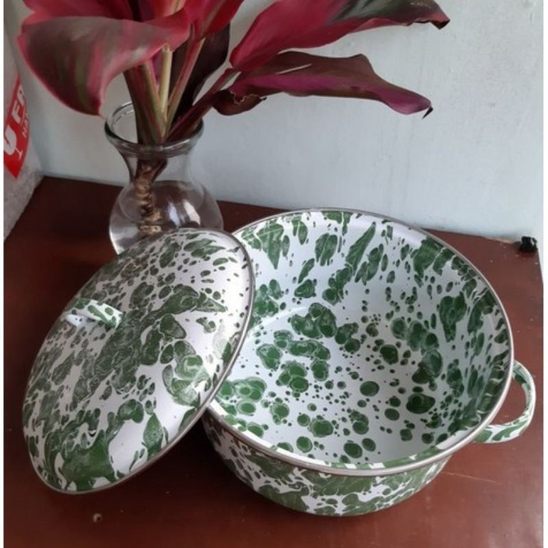 PANCI ENAMEL PLUS TUTUP BLURIK BLIRIK LURIK LORENG ANTIK