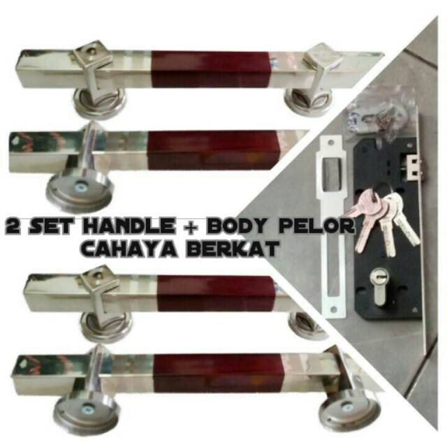 handle pintu minimalis stainless maroon 33cm 2set+kunci