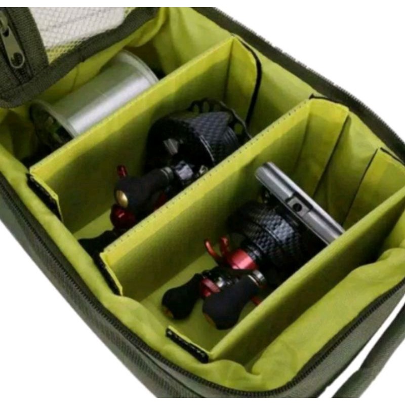 Tas Reel Pancing laut 3 reel Tas reel pancing hijau army