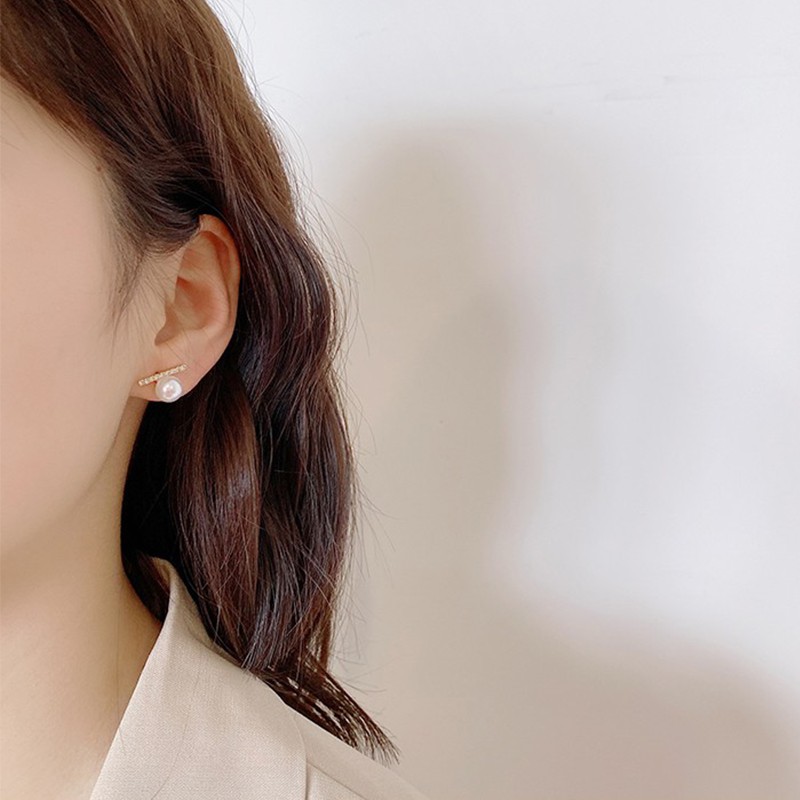 Anting Mutiara Bahan S925 Silver Gaya Korea Untuk Perempuan