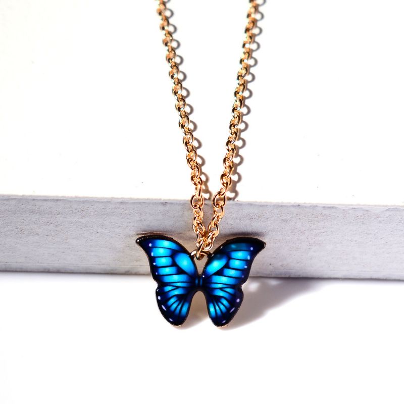 Kalung Gold Butterfly Aesthetic Muticolor Fashion Wanita