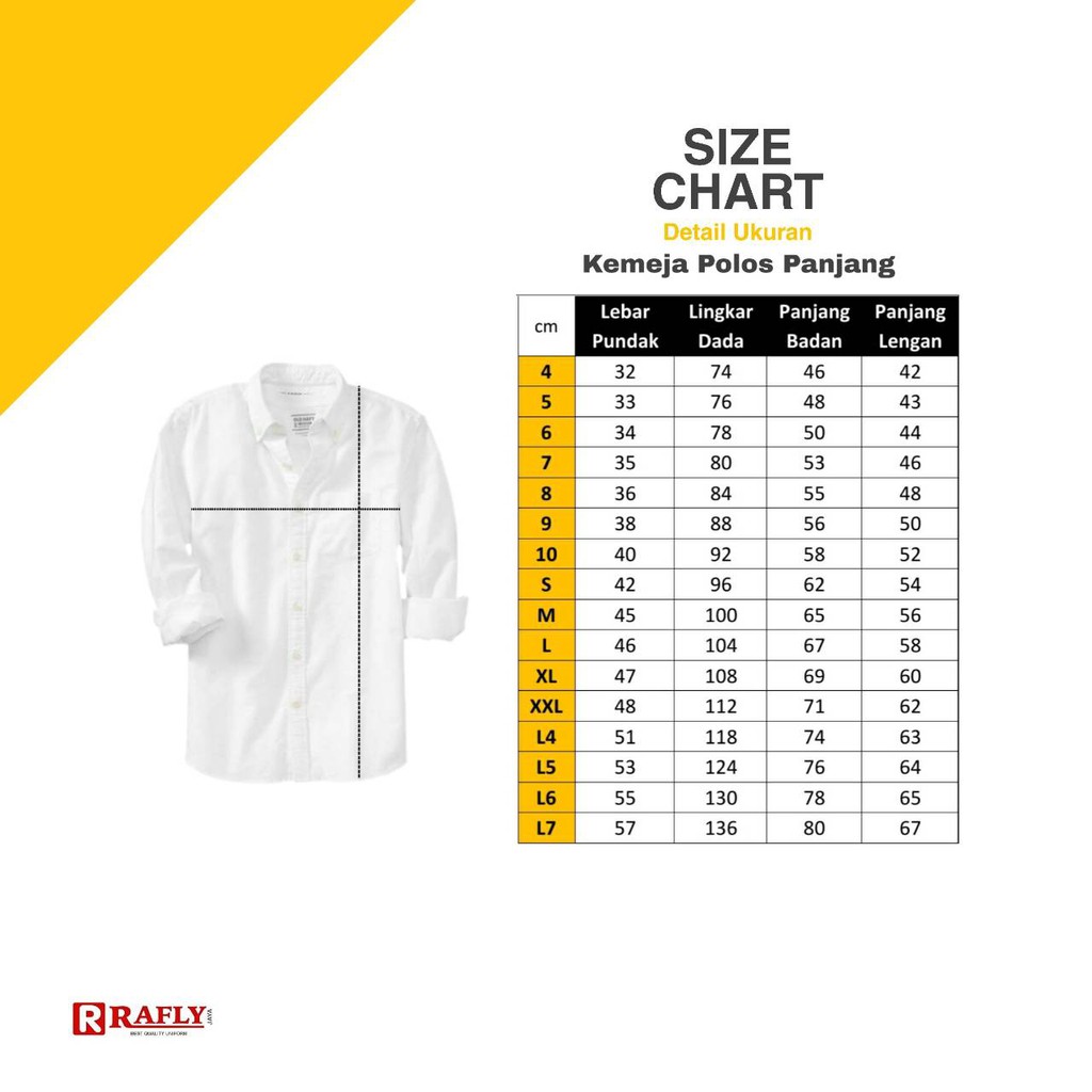 Baju Kemeja Putih Polos Lengan Panjang / Rafly Jaya